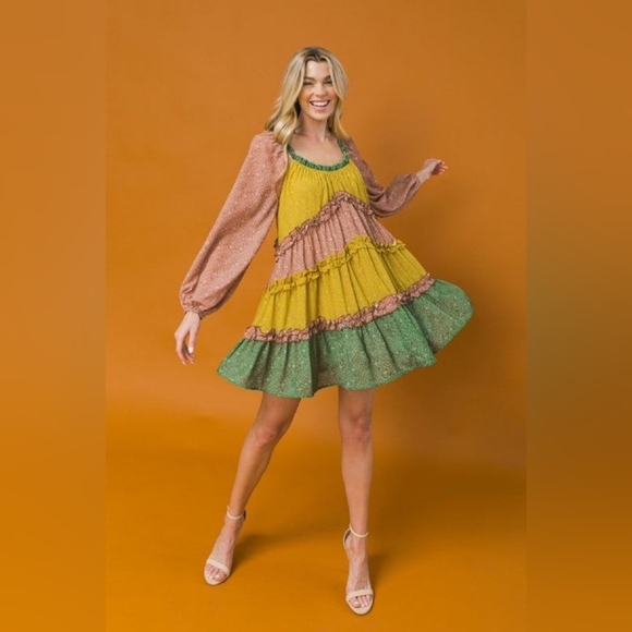 Lovecolette Dresses & Skirts - Love Colette Swing Ruffled Mini-Dress Women's S Boho Cottage Coquette‎